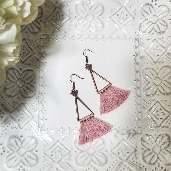 Boho Tassel Triangle Earrings - Picture 2 of 2